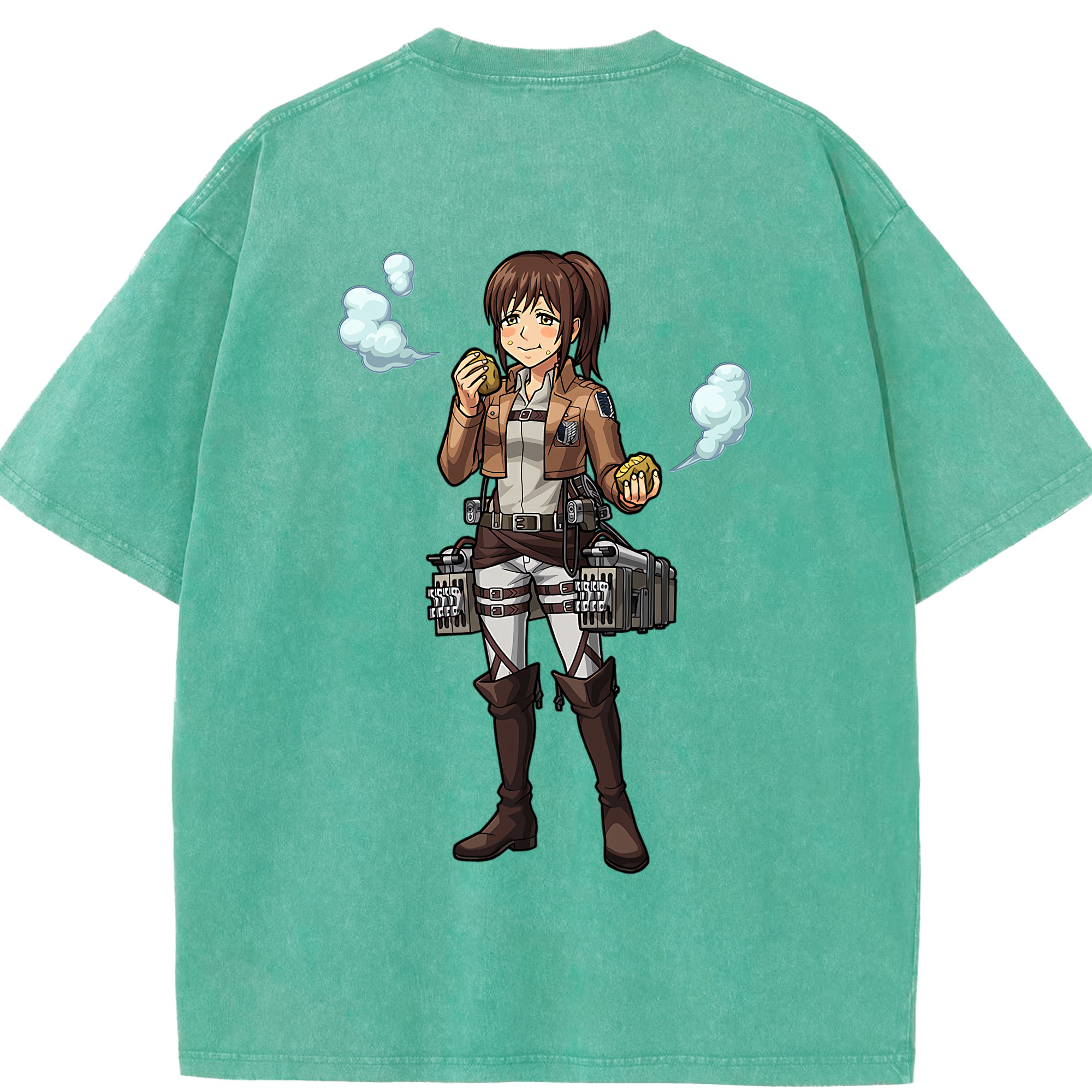 （画像用） 進撃の巨人 サシャ·ブラウス Attack on Titan Sasha Blaus 綿100% ヴィンテージ風 半袖Tシャツ（背面プリント）